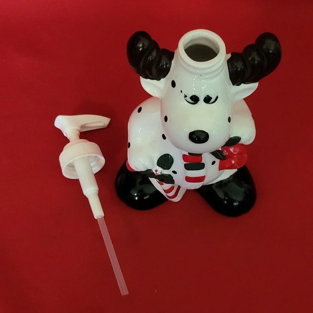 Ceramic Christmas Reindeer Soap Lotion Dispenser for Kitchen Bath